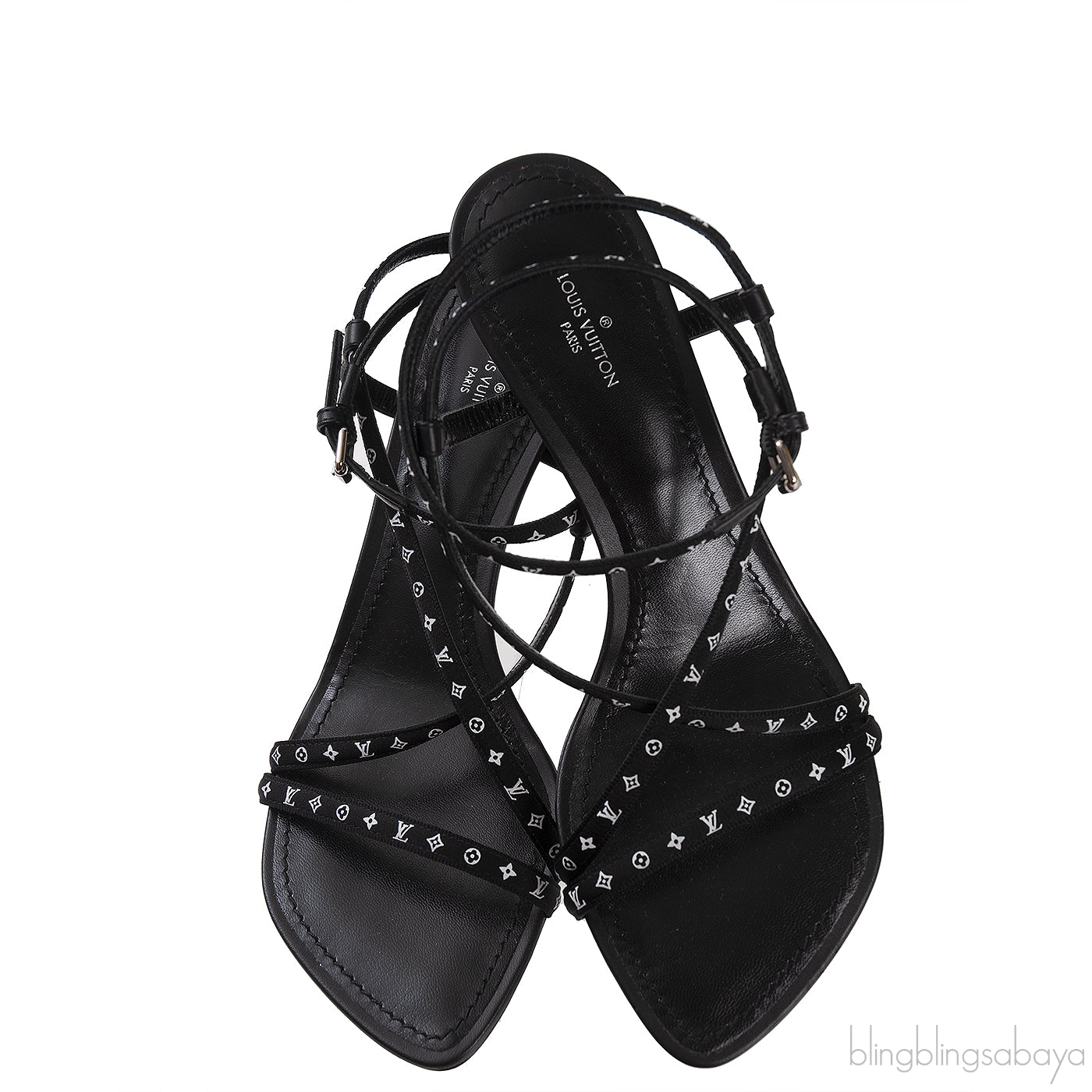 Black Monogram Citizen Strappy Sandals