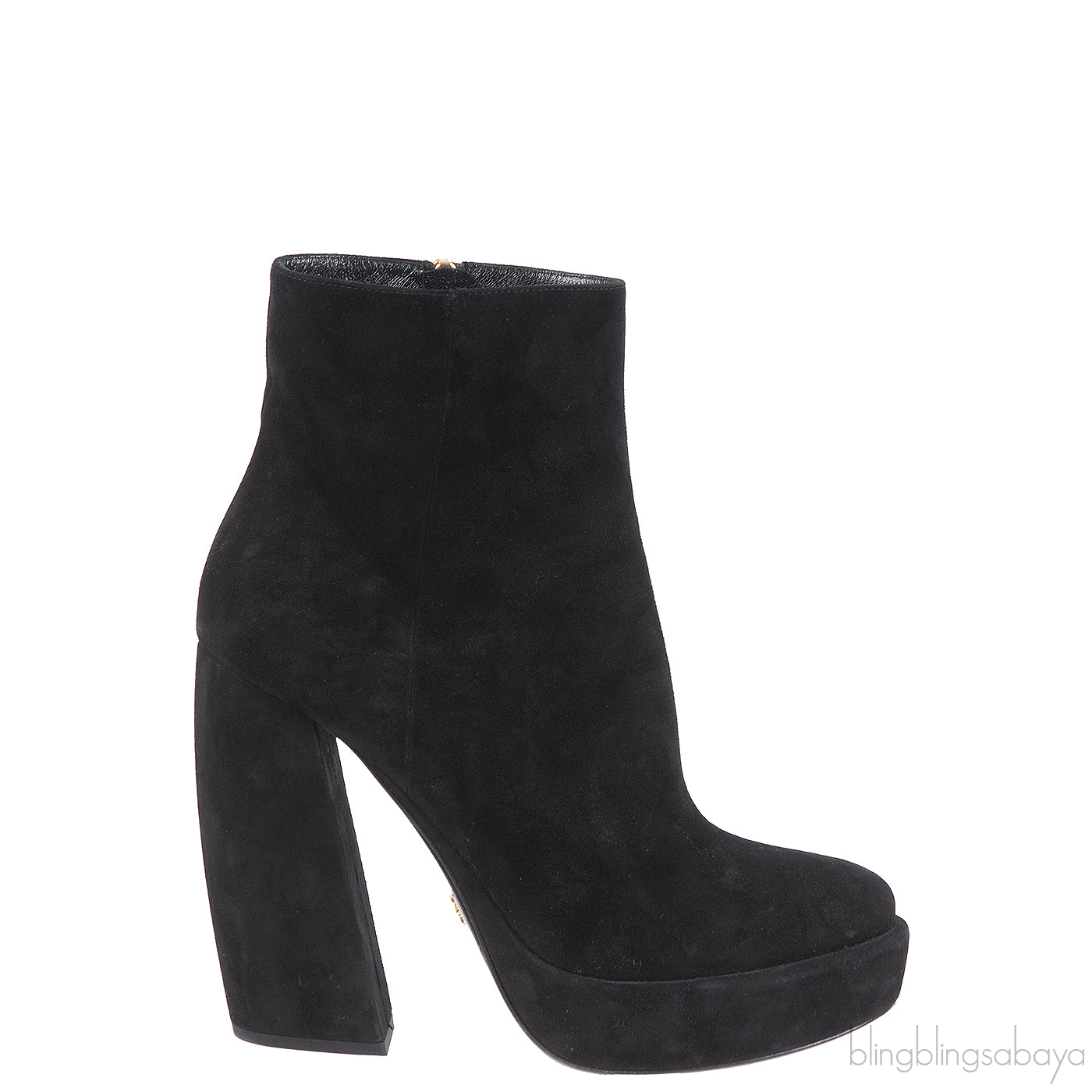 Prada Black Velvet Platform Boots