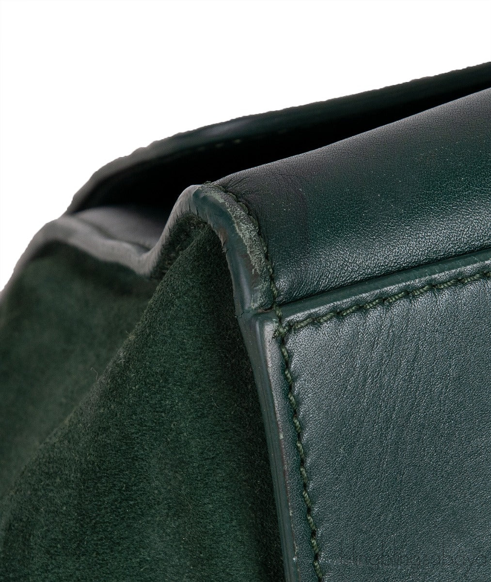 Trapeze Emerald Green Croc Embossed Shoulder Bag
