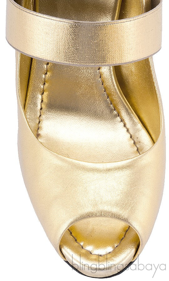 Gold Peep Toe Pump