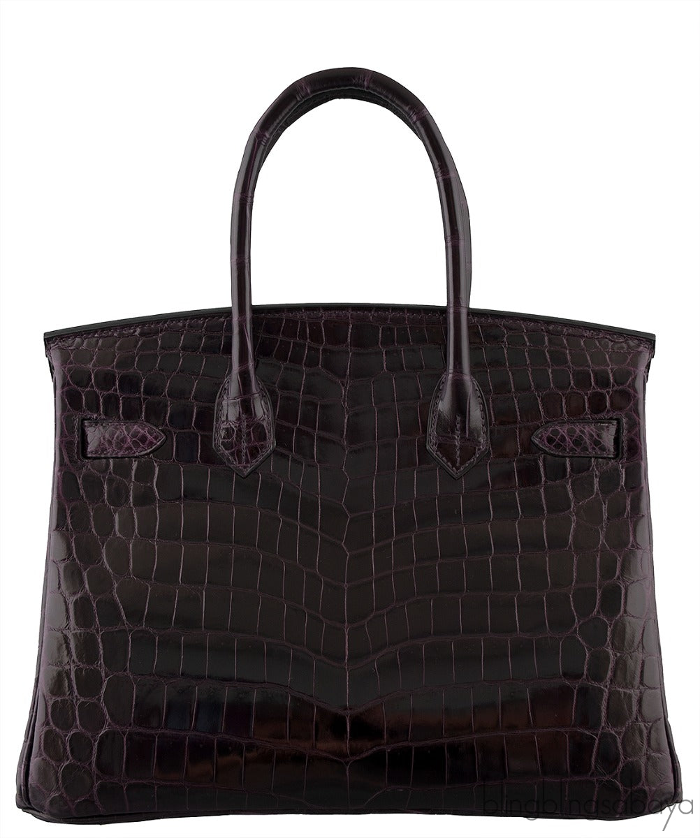 Birkin 30 Prunoir Crocodile Lisse GHW