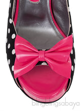 Pink Bow Black Polka-dot Platform Slingback Shoes