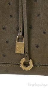 Olive Green Ostrich Top Handle Bag
