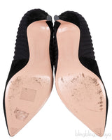 Black Knitted Pointed Toe Ankle Boots