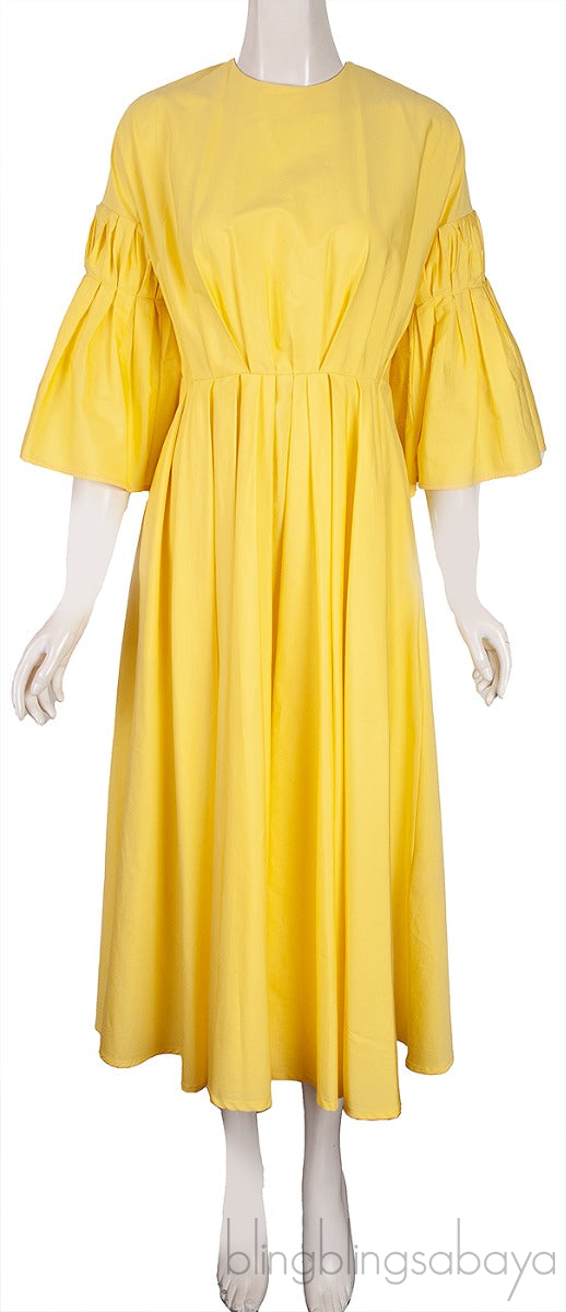Yellow Iosefina Cotton Poplin Midi Dress