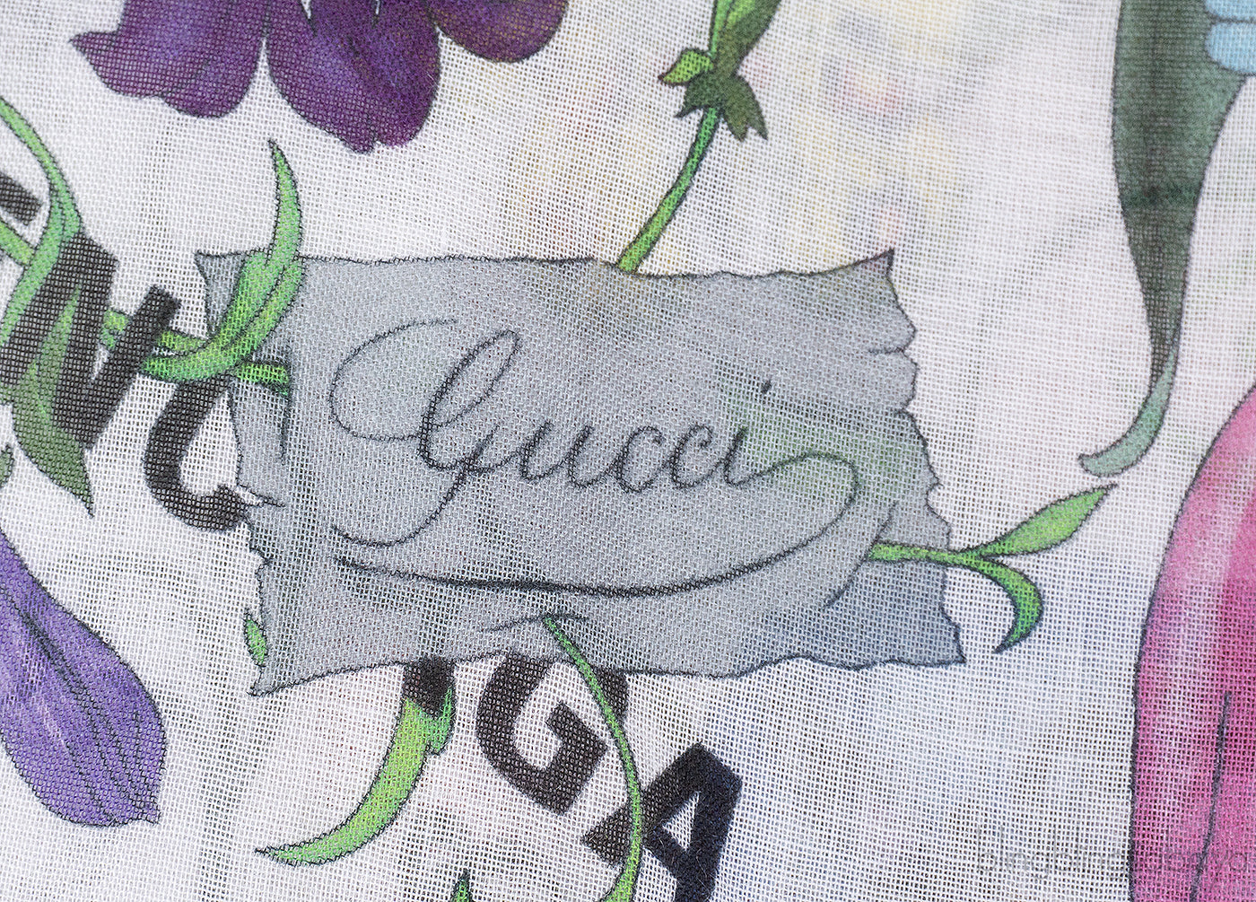 Gucci x Balenciaga The Hacker Project Flora Print Silk Scarf White