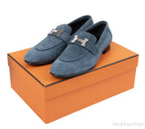 Hermes Paris Blue Suede Loafer