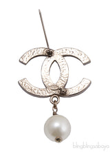 CC Logo Pearl Drop Pin Brooch