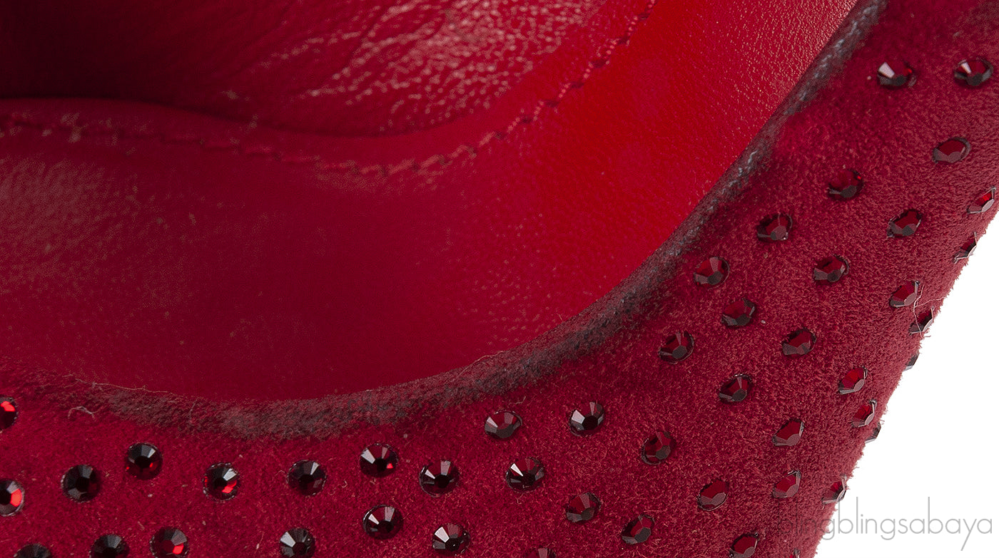 Dolce & Gabbana Red Suede Crystal Heels