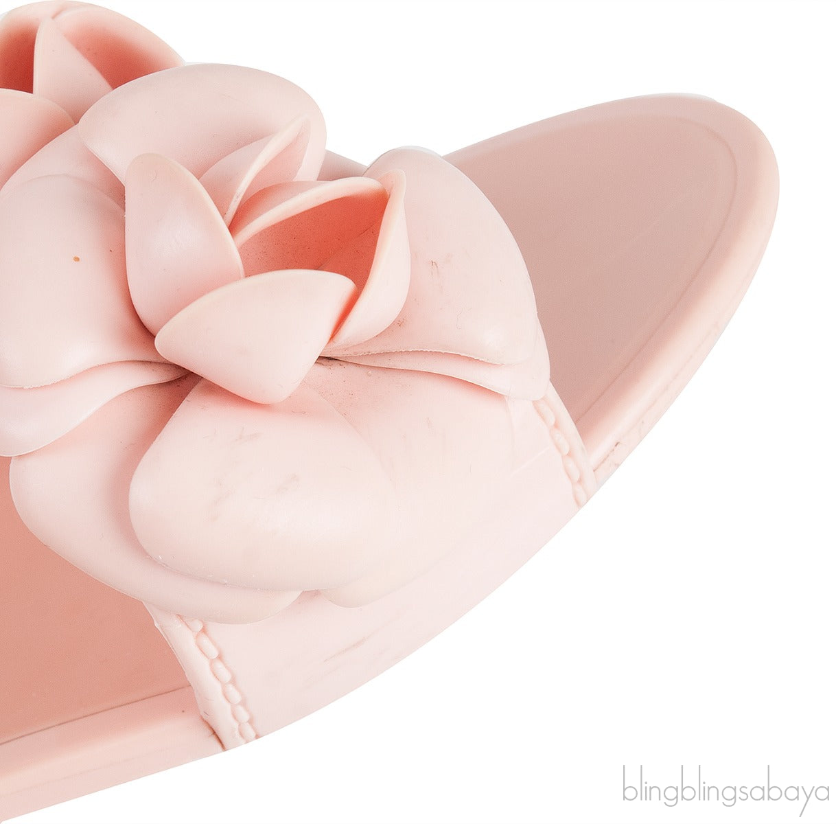 Pink Camellia Rubber Logo Mules