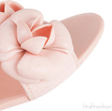 Pink Camellia Rubber Logo Mules