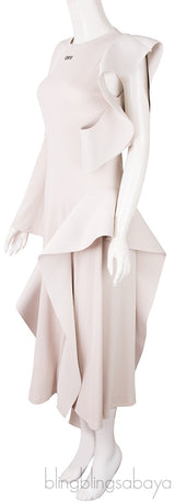Off-white Cold Shoulder Ruffle Dress