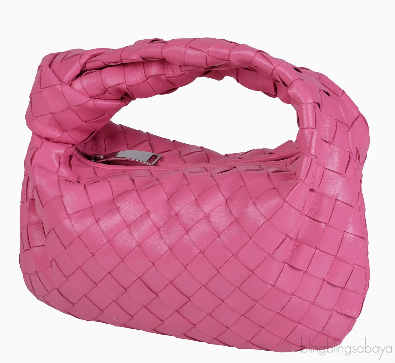 Pink Jodie Mini Knotted Intrecciato Leather Tote