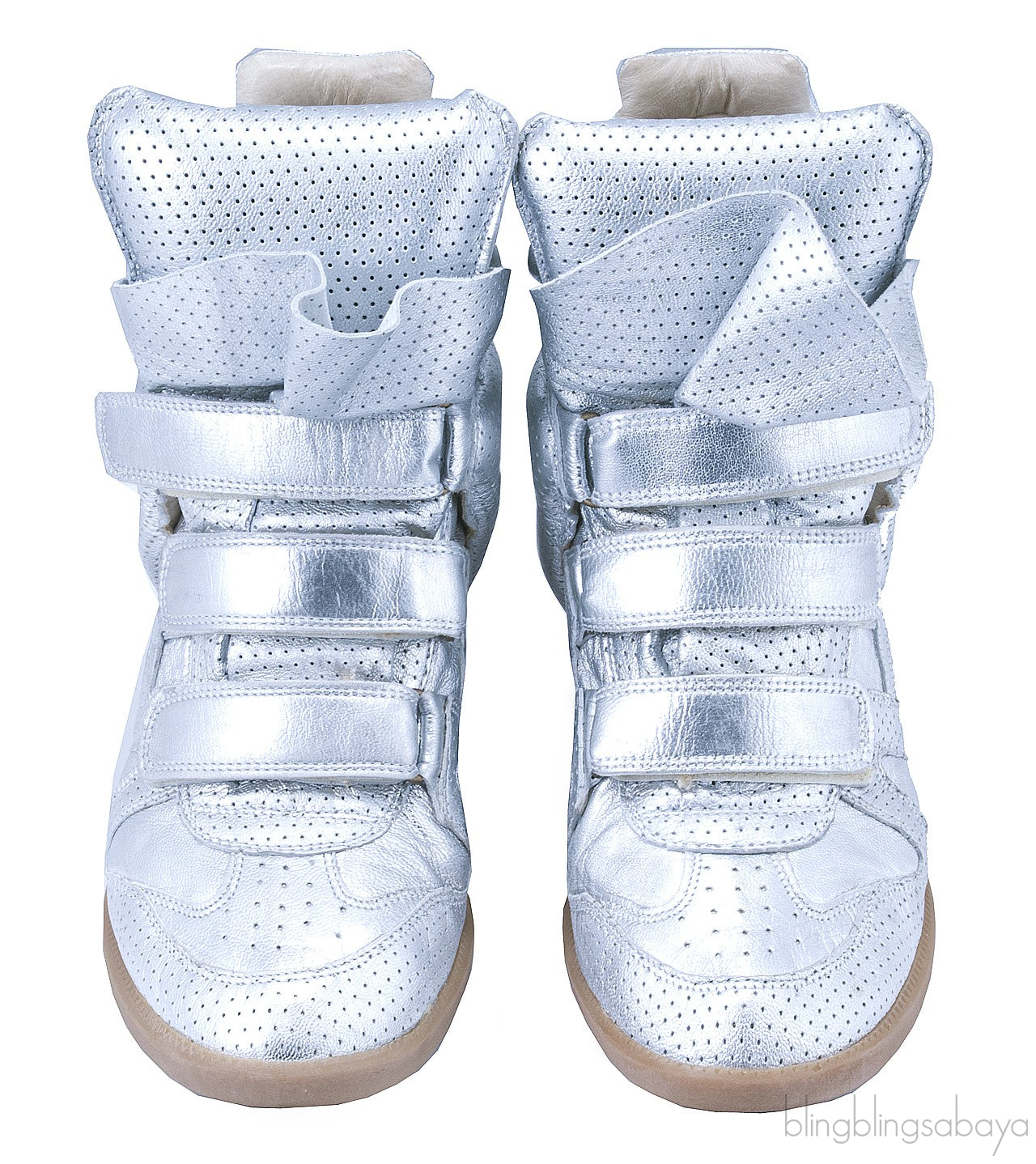 Silver Metallic Leather Bird Sneakers