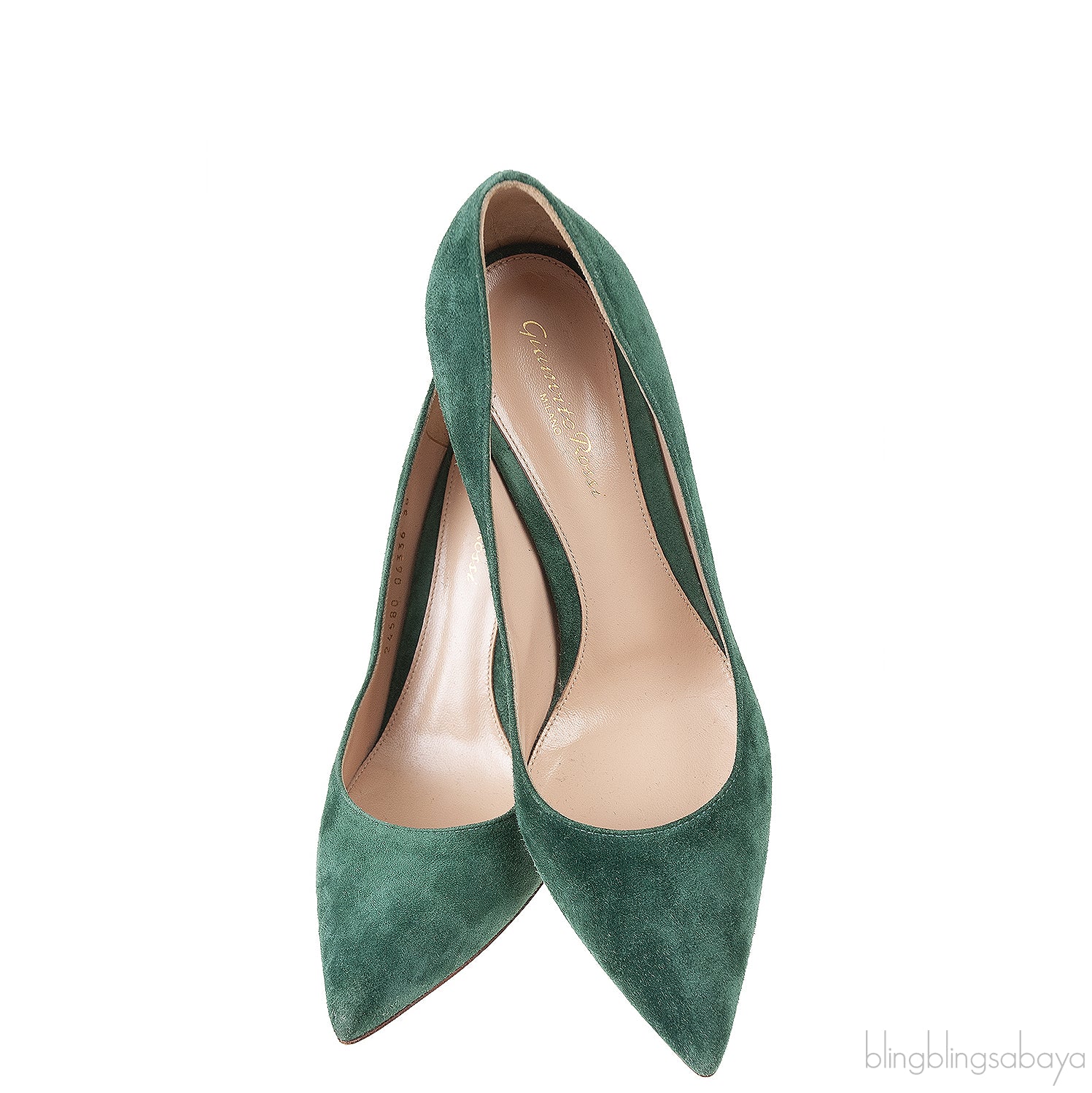 Emerald Suede Pointed Toe Heels