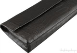 Grey Long Crocodile Clutch