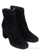 Black Suede Stacked Heels  Ankle Boots