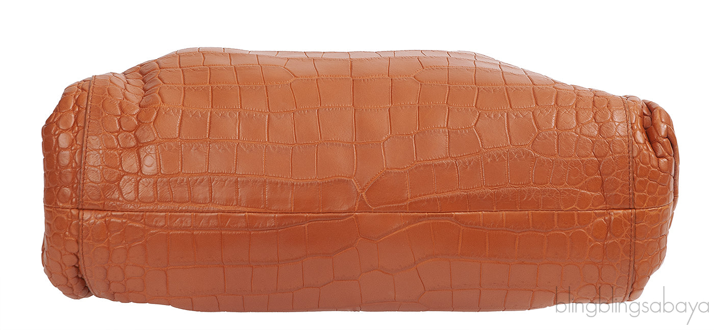 Bottega Veneta The Pouch Camel Croc Clutch