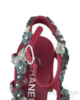 Chanel Camellia Strappy Pearl Red Sandals