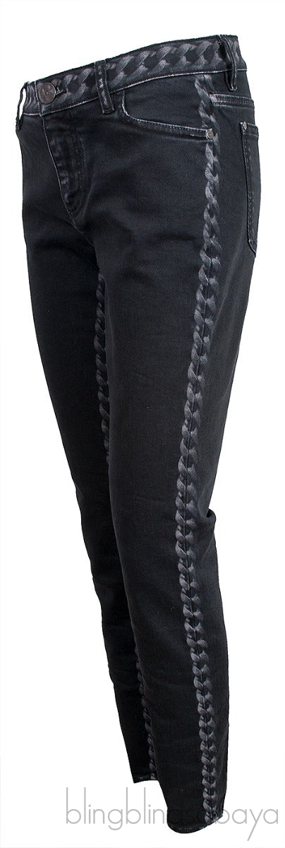 Chain Print Black Denim Jeans