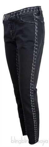 Chain Print Black Denim Jeans