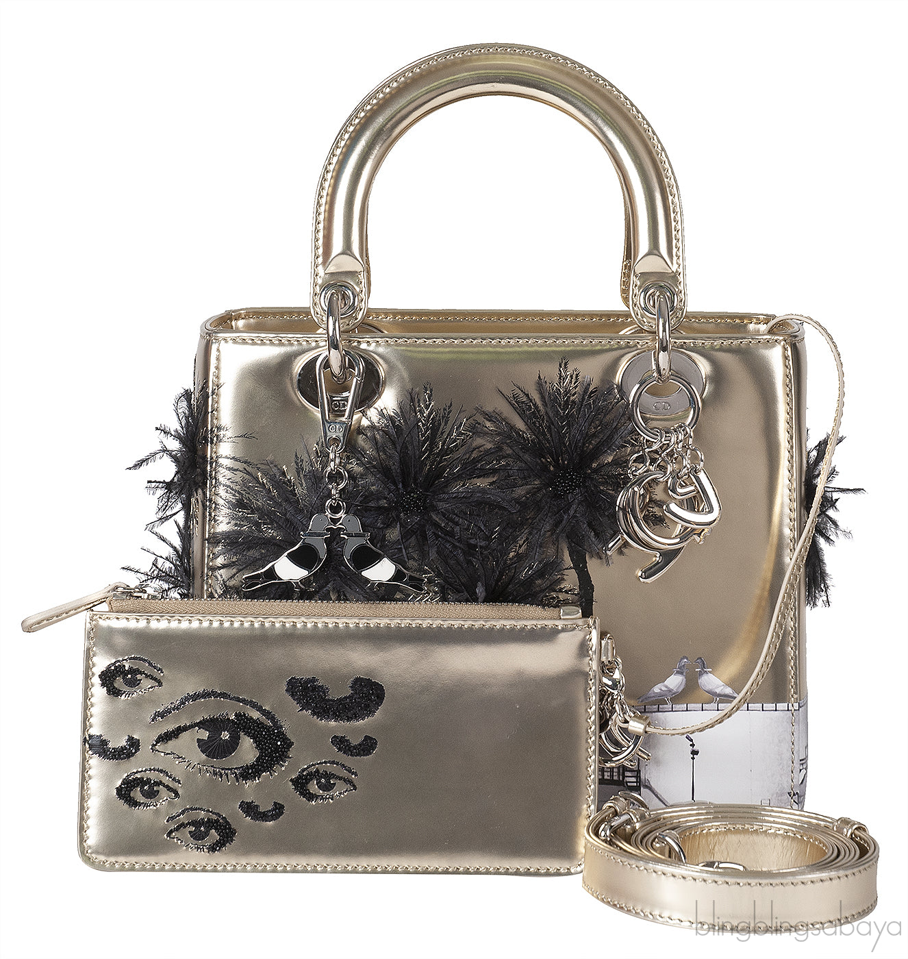 Christian Dior Lady Dior Art "Manal Aldowayan" Metallic Palm Art Bag