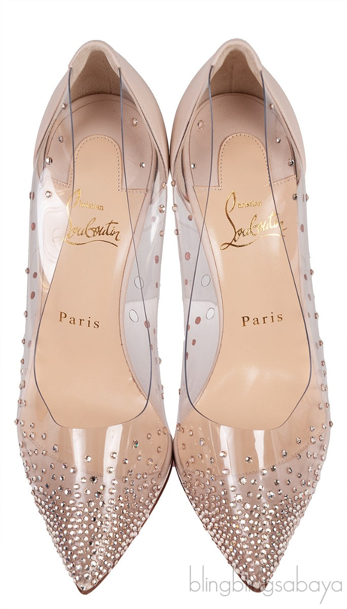 Beige PVC Crystal Heels