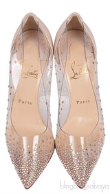 Beige PVC Crystal Heels