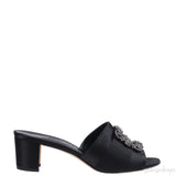 Manolo Blahnik Martamod Black Satin Mules