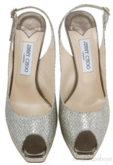 Champagne Glitter Mesh Slingback