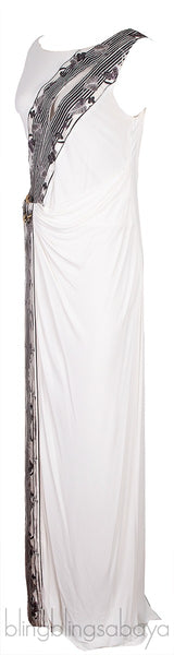 White Sleeveless Printed Dress