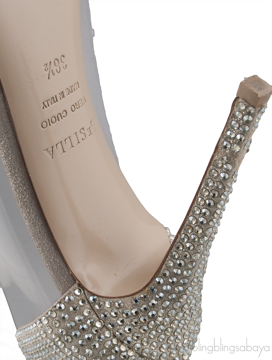 PVC Light Gold Crystal Heels