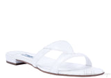 White Croco Print Flats