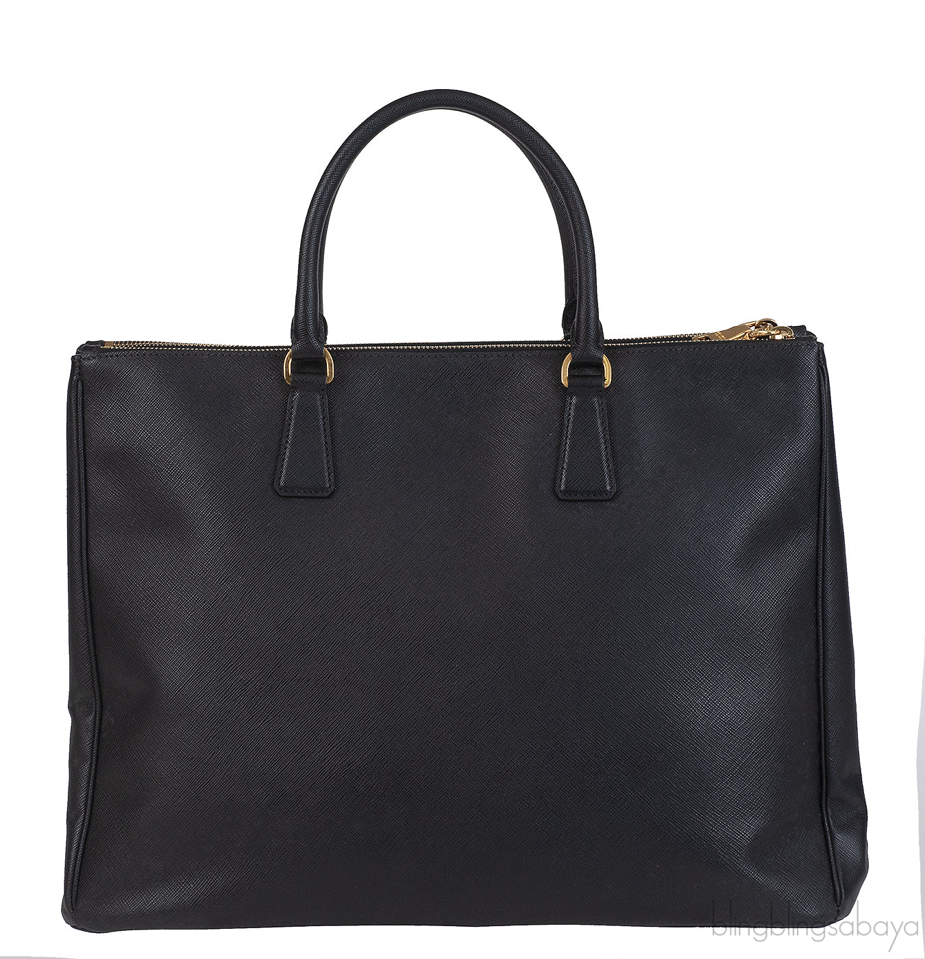 Prada Large Saffiano Black Double Zip Tote