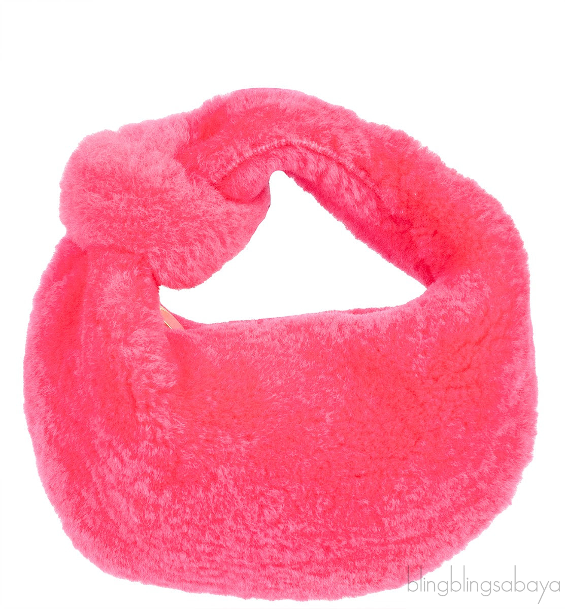Bottega Veneta Jodie Mini Knotted Shearling Tote Pink