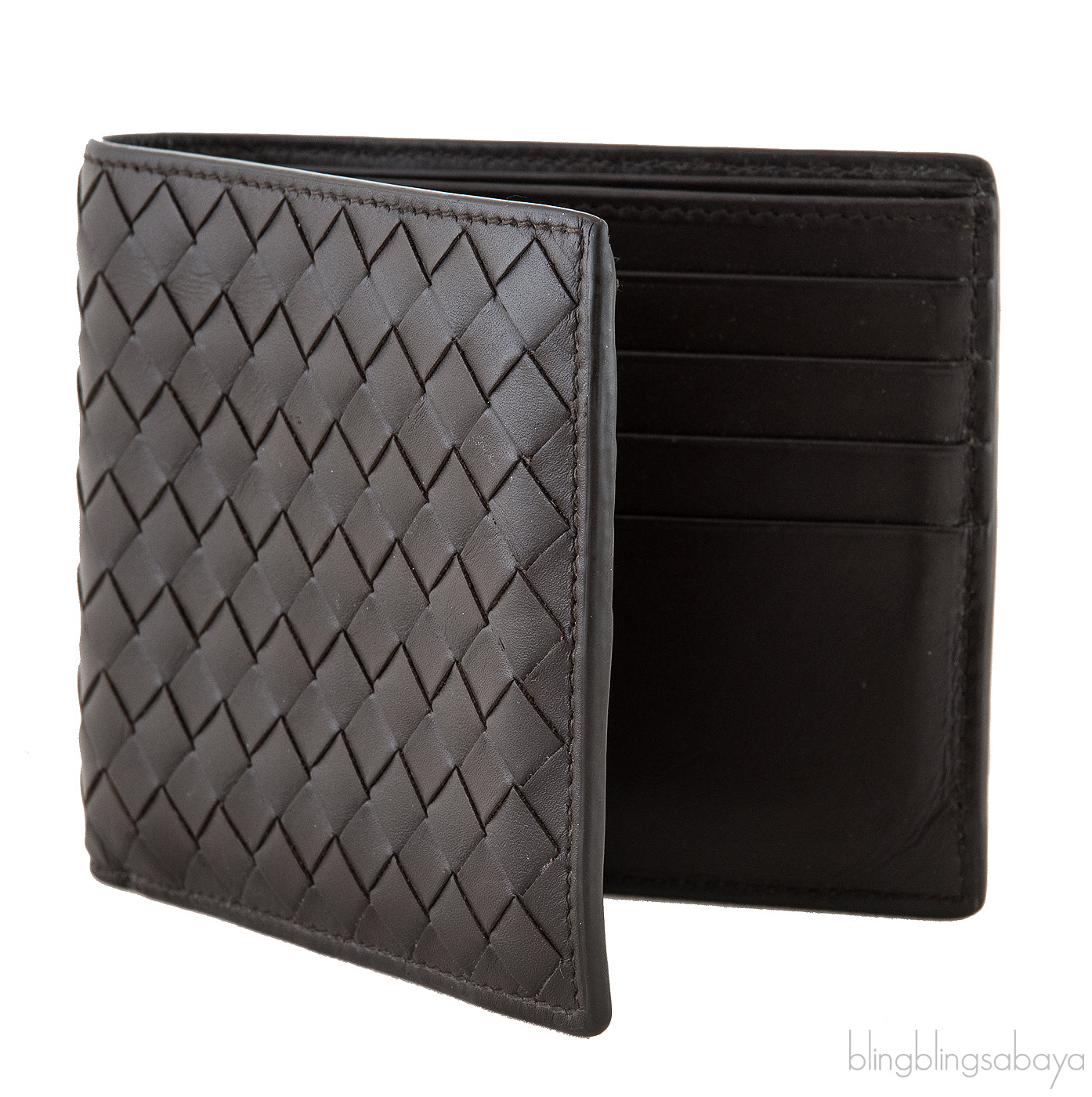 Brown Intrecciato Bi-fold Wallet