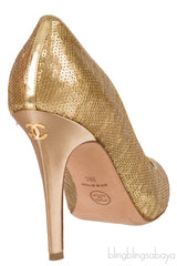 Metallic Gold Sequin Heels