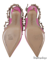Pink Rockstud Pointed Toe Heels