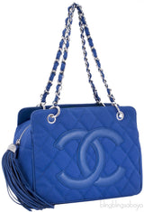 CC Denim Quilted Tassel Handbag