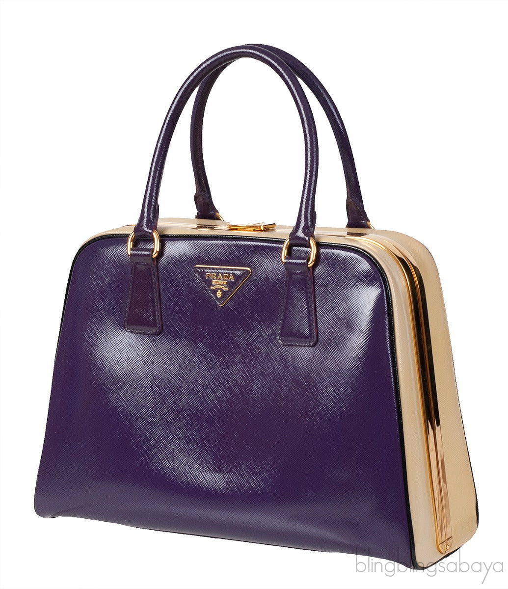 Bi-color Saffiano Frame Bag