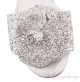 Camellia Floral Glitter Flat Mule