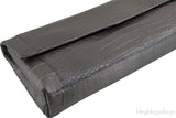 Nancy Gonzalez Grey Fold-Over Crocodile Clutch