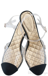 PVC Crystal & Fabric Cap Toe Slingback