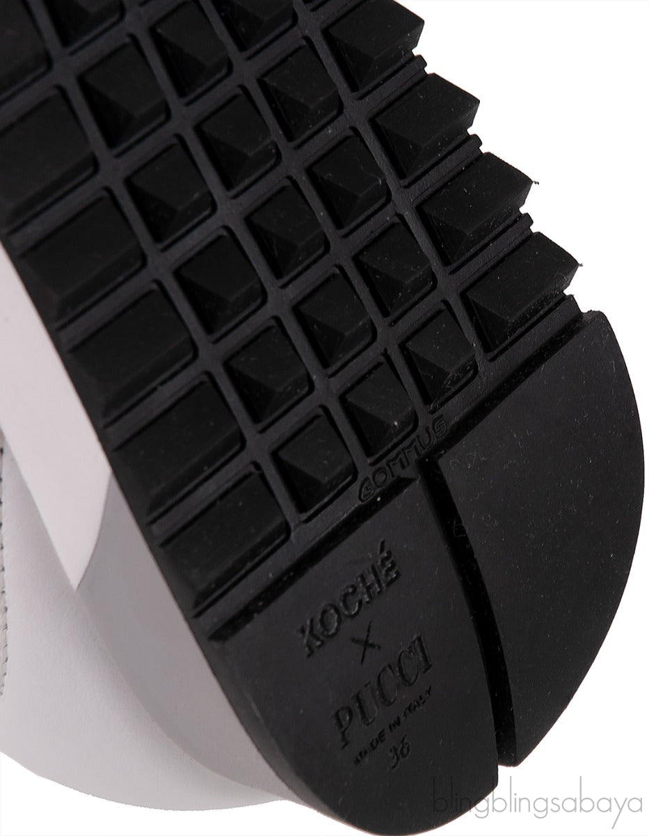 x KOCHE Printed White Knitted Sneakers