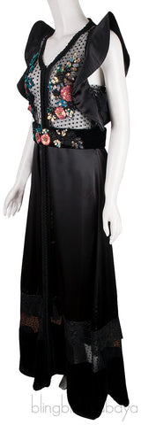 Sequin Embellished Black Maxi Dress