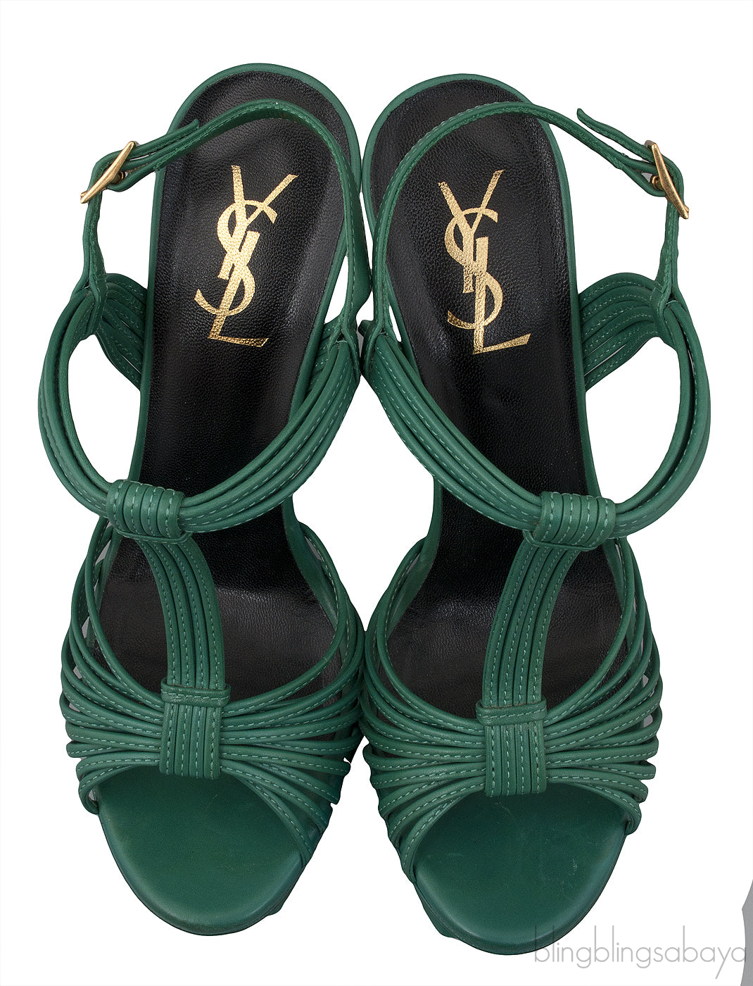 Green T Strap Slingback Heels