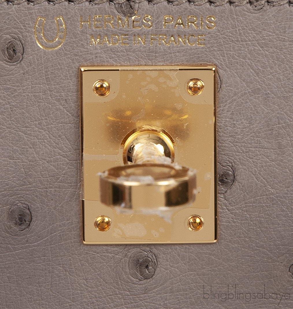 HSS Kelly 20 Ostrich Gris Tourterelle Toffe GHW