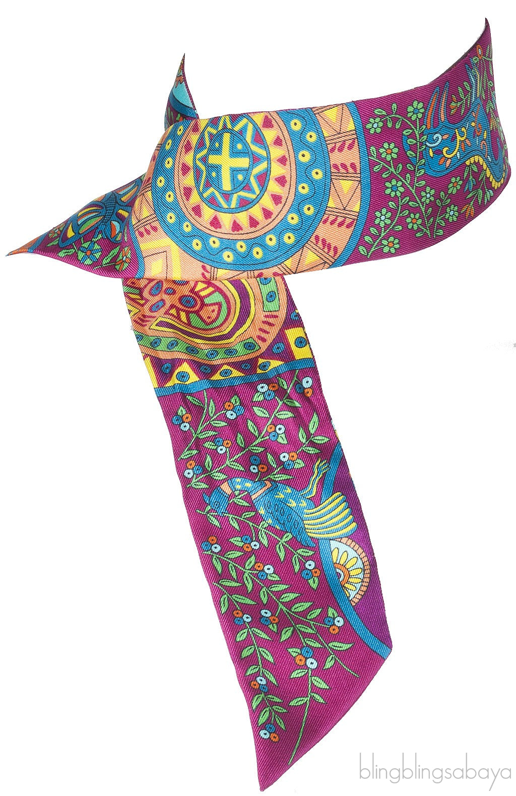 Pink Multicolor Printed Twilly