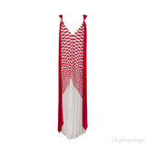 Fendi Red and White Checkered Pleated Midi Dress