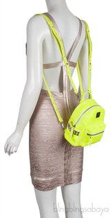 Neon Green Printed Mini Backpack